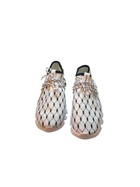 Fashion Mesh Lace-Up Sneakers - White/Black